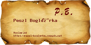 Peszl Boglárka névjegykártya